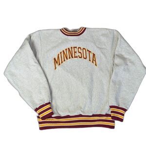 Vintage 90s Minnesota Golden Gophers Pullover Sweatshirt Embroidered XL Striped